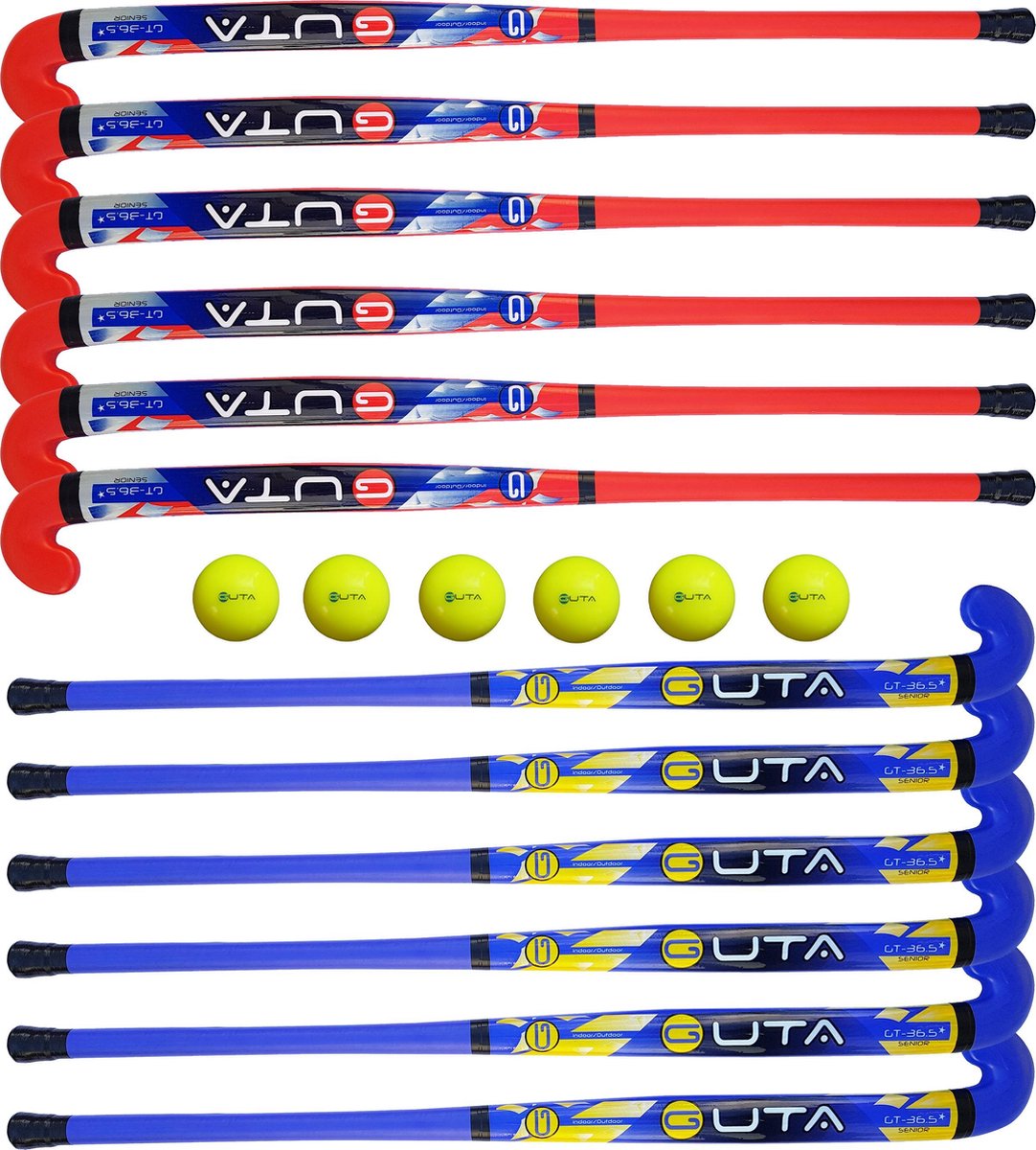 Hockeystick set Guta 12 Sticks + 6 Ballen Senior Indoor / Outdoor 36