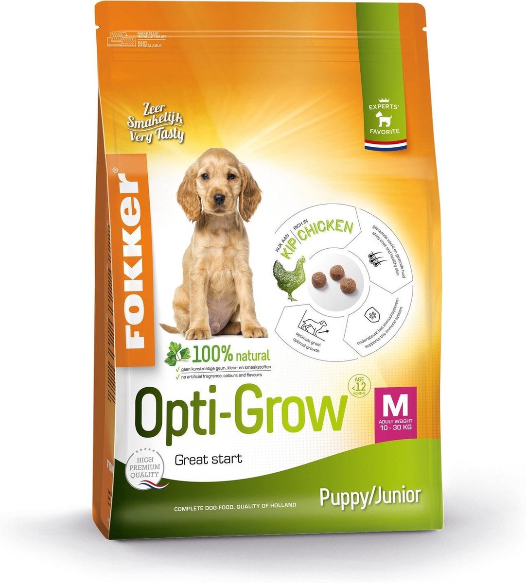 Fokker Dog Opti-Grow M Kip - Hondenvoer - 2.5 kg