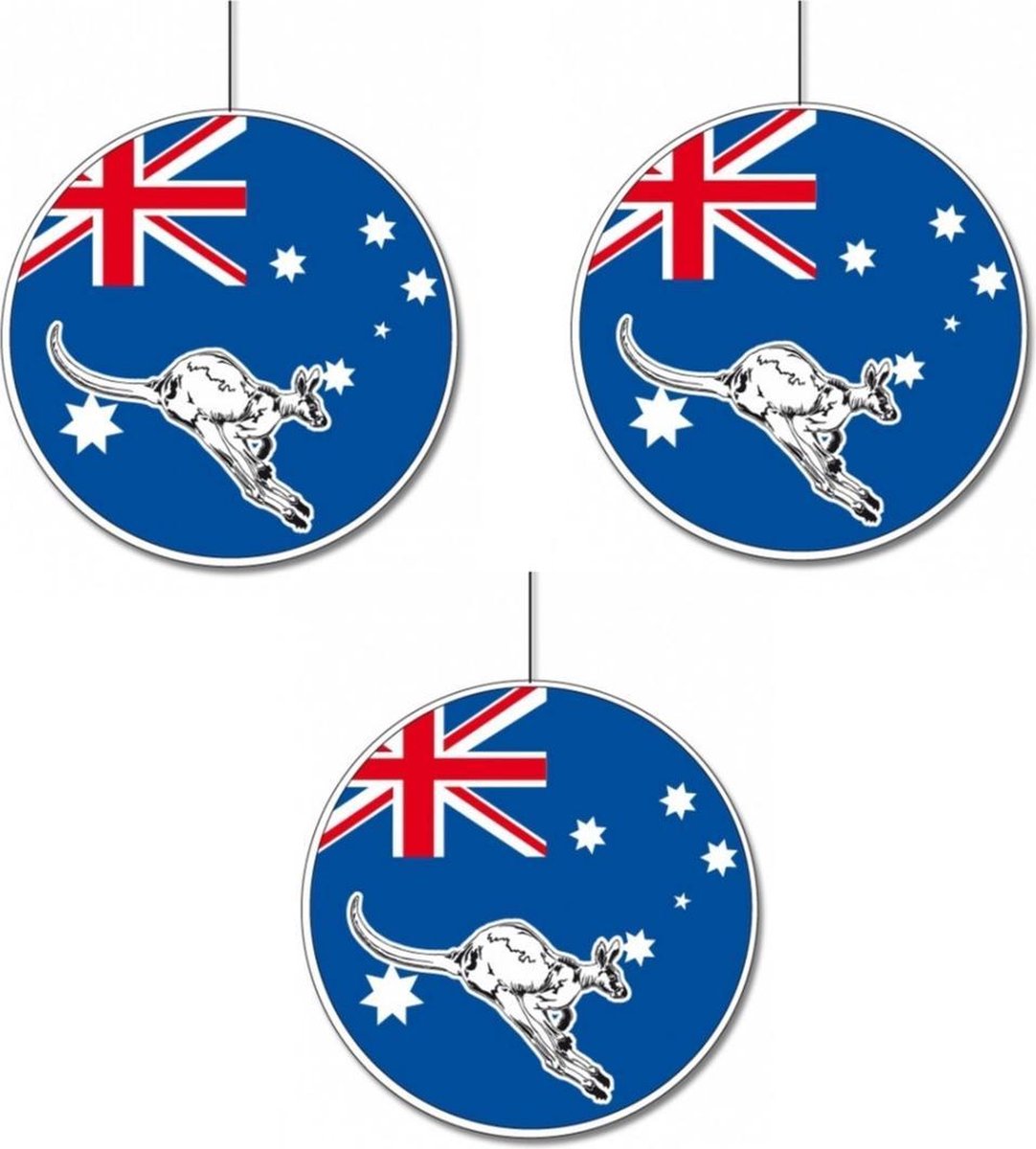 Set van 5x stuks Australie thema hangdecoraties van 28 cm - kartonnen feestartikelen/versiering