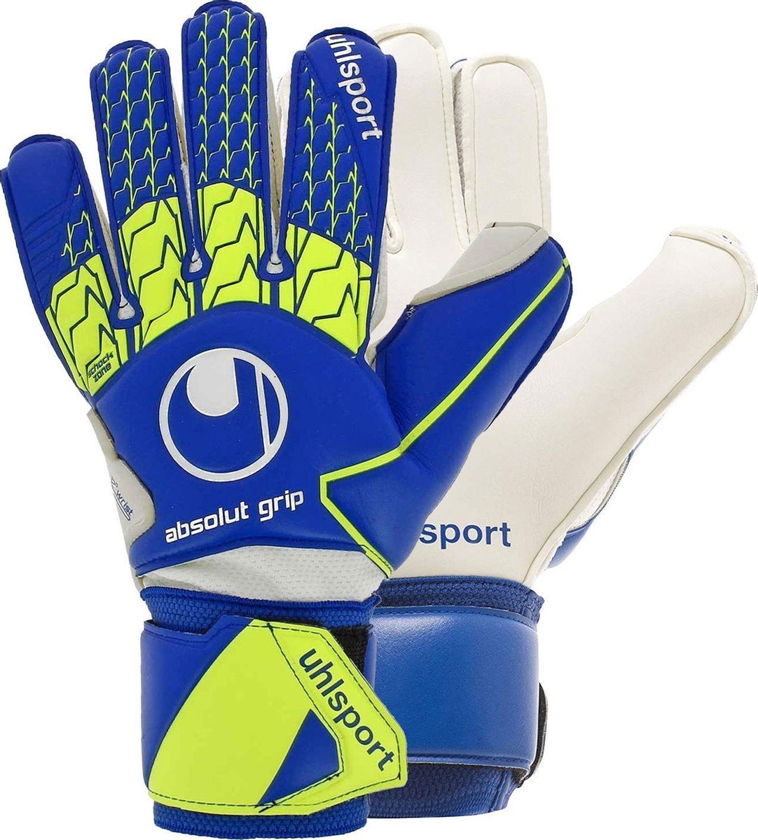 Uhlsport Absolutgrip Keepershandschoenen - Royal / Fluogeel / Wit | Maat: 9