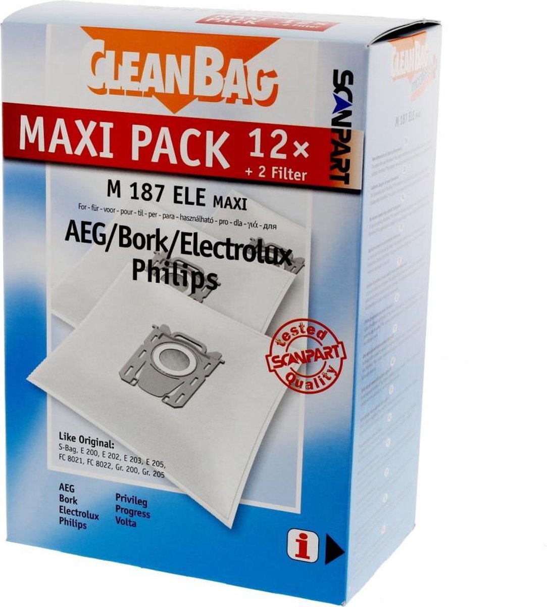 CleanBag M187ELE Maxi Stofzuigerzak S-Bag - 12 stuks