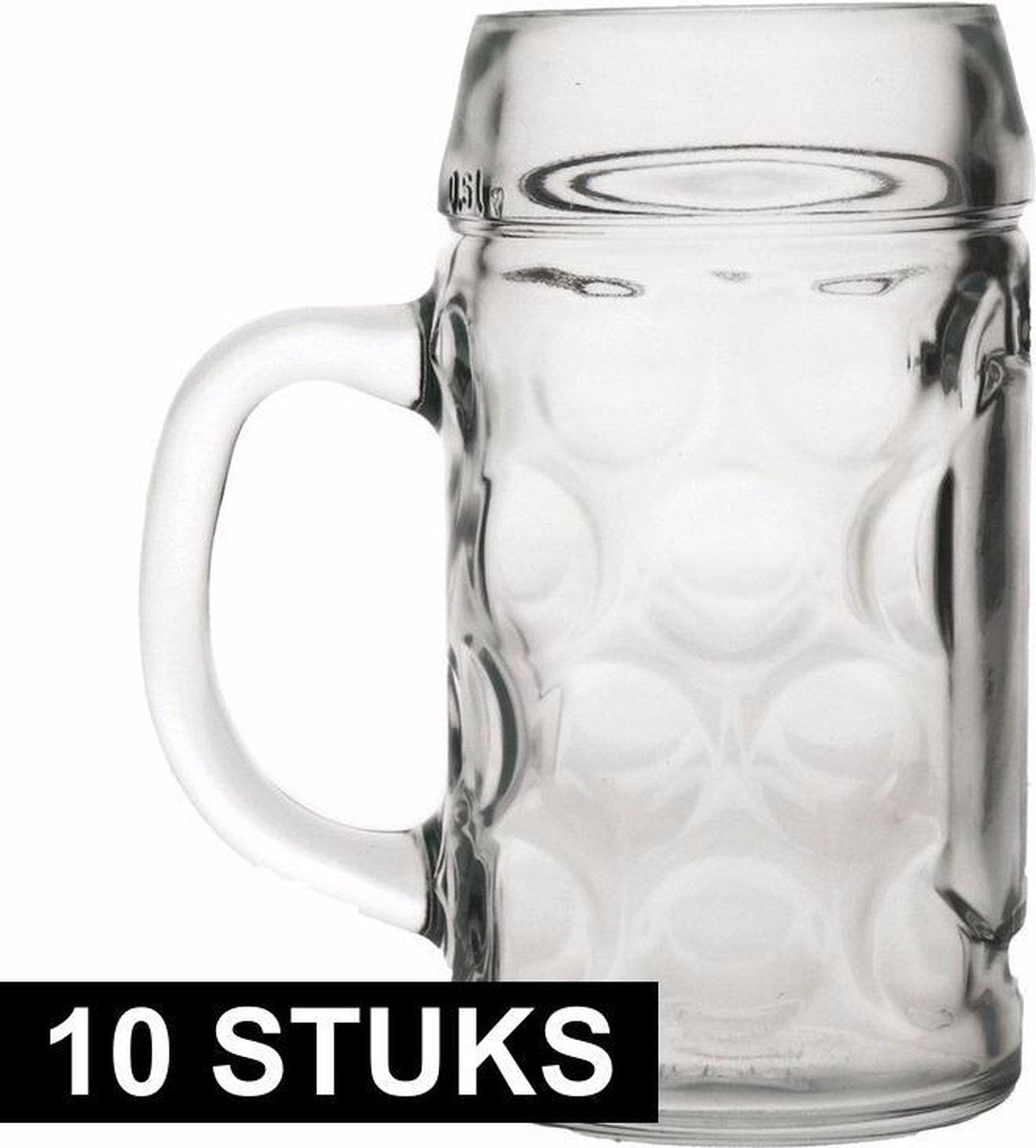 Oktoberfest - 10x Bierpullen/Bierglazen van 1 liter Oktoberfest bierglazen - Bierfeest bierglas 10 stuks