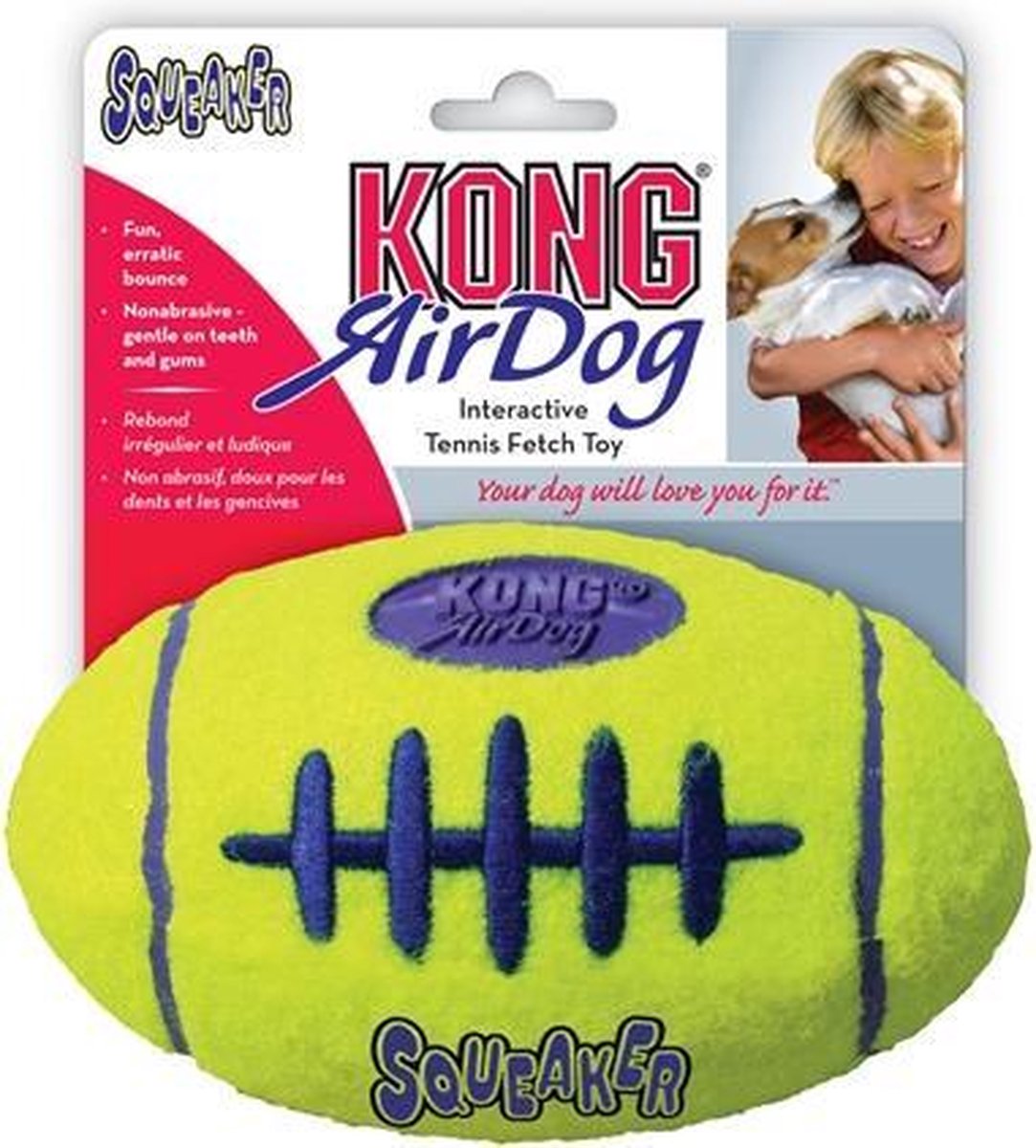Kong air squeaker football geel - large 17x10