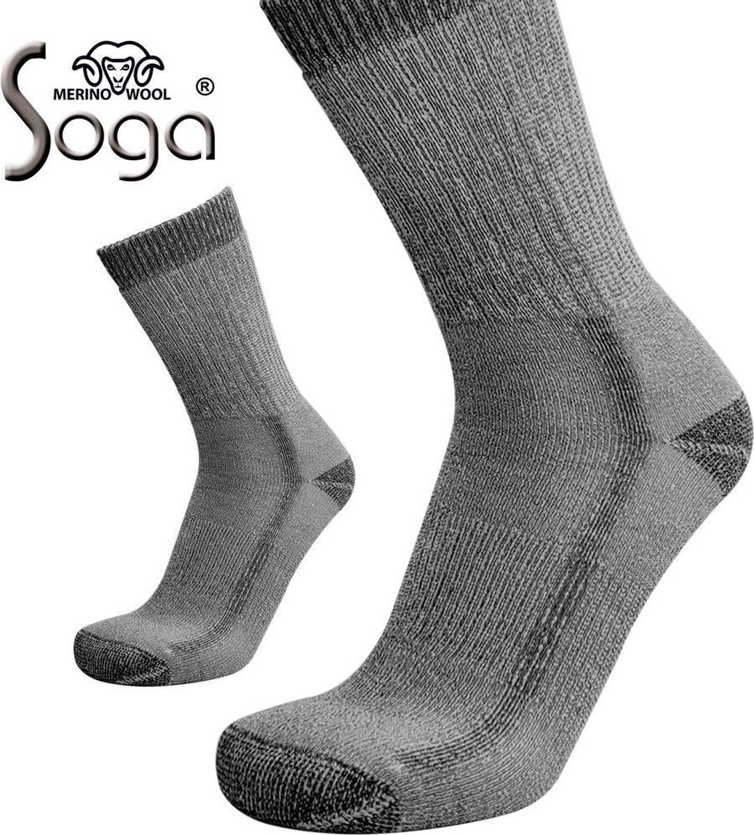 Eureka zachte merino wollen wandelsokken S7 - unisex - grijs - maat 35-38