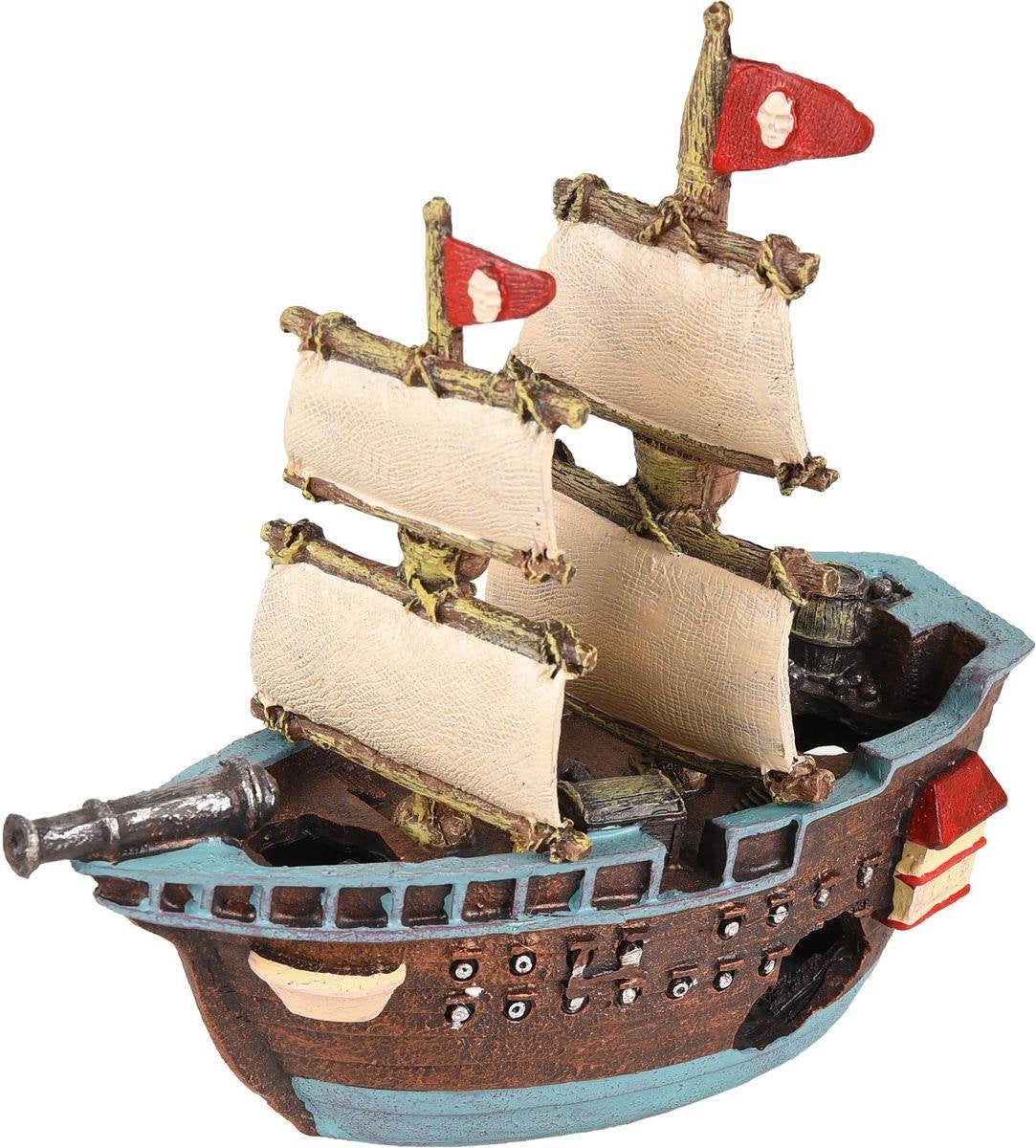 Aquarium Ropa Scheepswrak Piraat - Blauw - 18 x 7 x 17 cm