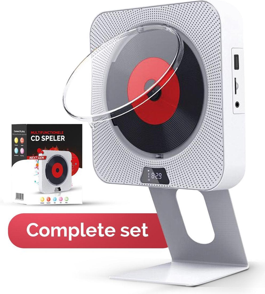 Dapoda® 6 in 1 CD Speler Draagbare met Bluetooth - Aan de Wand Monteerbare CD-Speler - Ook voor Kinderen - Met Bluetooth Mode / SD Mode / FM Radio Mode / CD Mode / Aux Mode