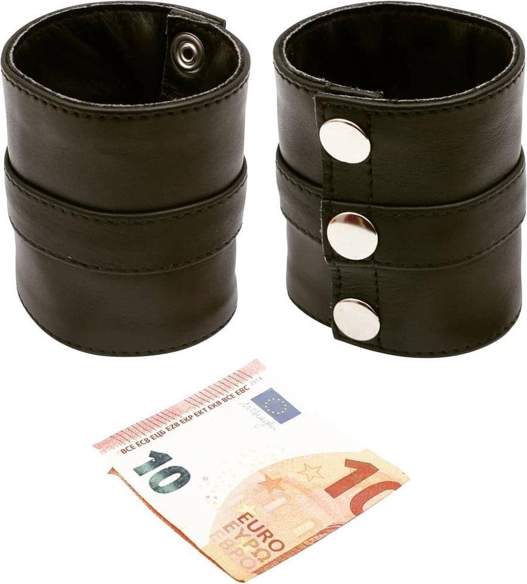 AJ - Fetish Gear - Leer Wrist Band Wallet Met Zip koeinleer - Medium