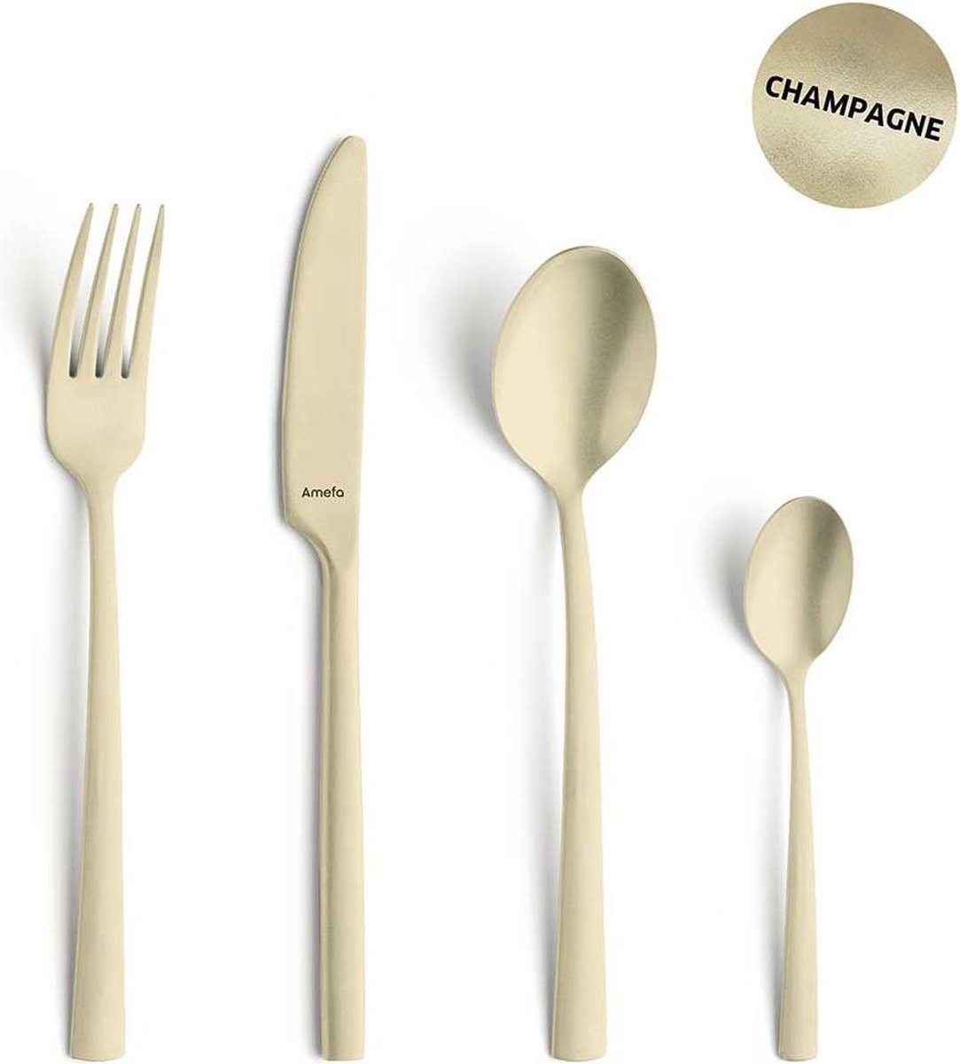 Amefa Manille - Champagnekleurig - Bestekset - 16 Delig - RVS en Yourkitchen E-kookboek