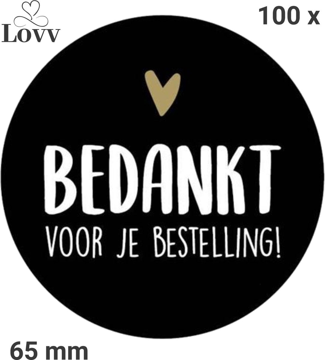 Sluitstickers-Thank You Stickers-Sluitzegel-XXL-Bedankt Stickers-Bedankt Voor Je Bestelling Stickers-100 Stuks- 65 mm