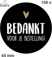 Sluitstickers-Thank You Stickers-Sluitzegel-XXL-Bedankt Stickers-Bedankt Voor Je Bestelling Stickers-100 Stuks- 65 mm