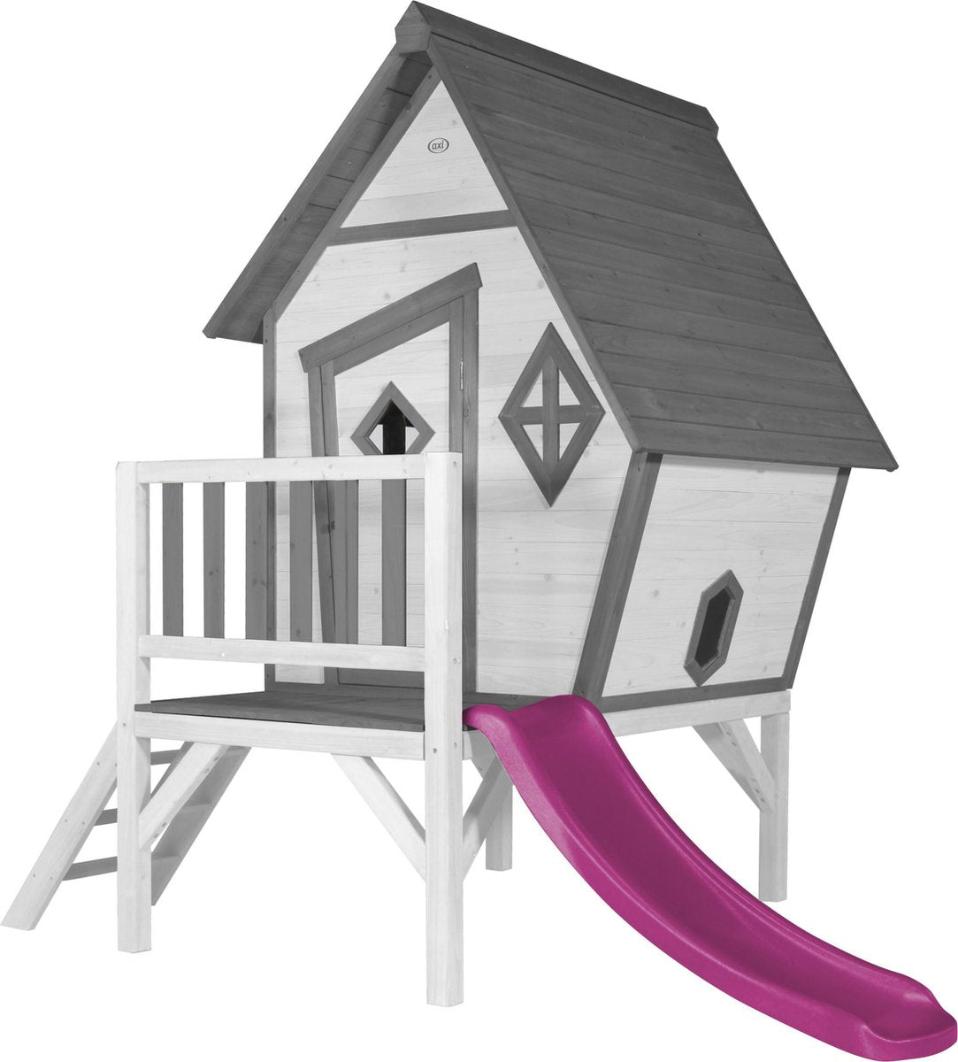 AXI Beach Cabin XL Speelhuis Grijs/wit - Paarse Glijbaan