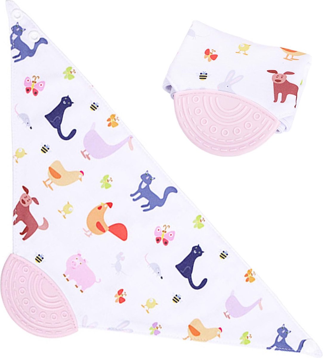 Toddly Slab En Bijtring (2 In 1)- Pijnverlichtend- Veilig- Absorberend- Roze