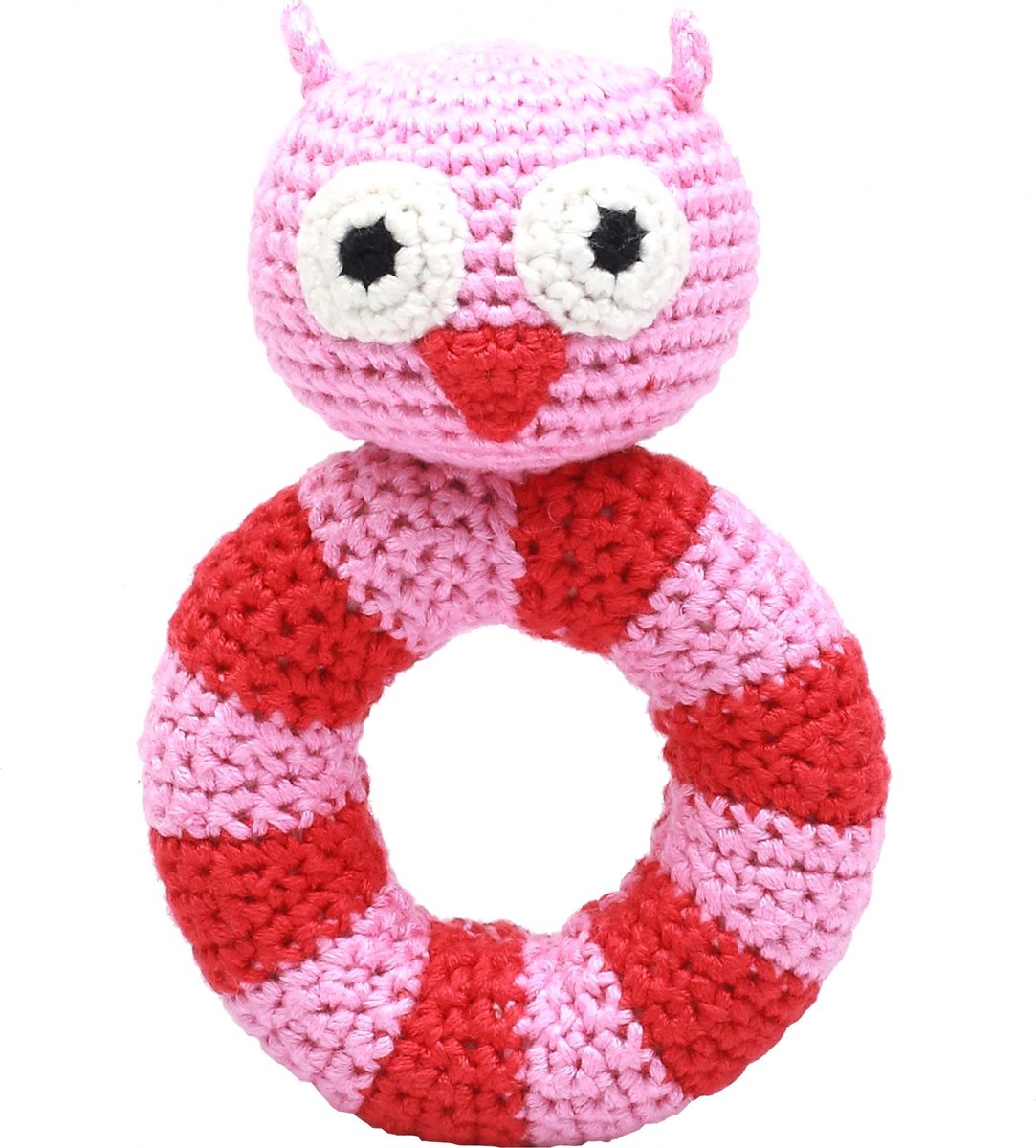 Naturezoo Ringrammelaar Uil Gehaakt 14 Cm Roze