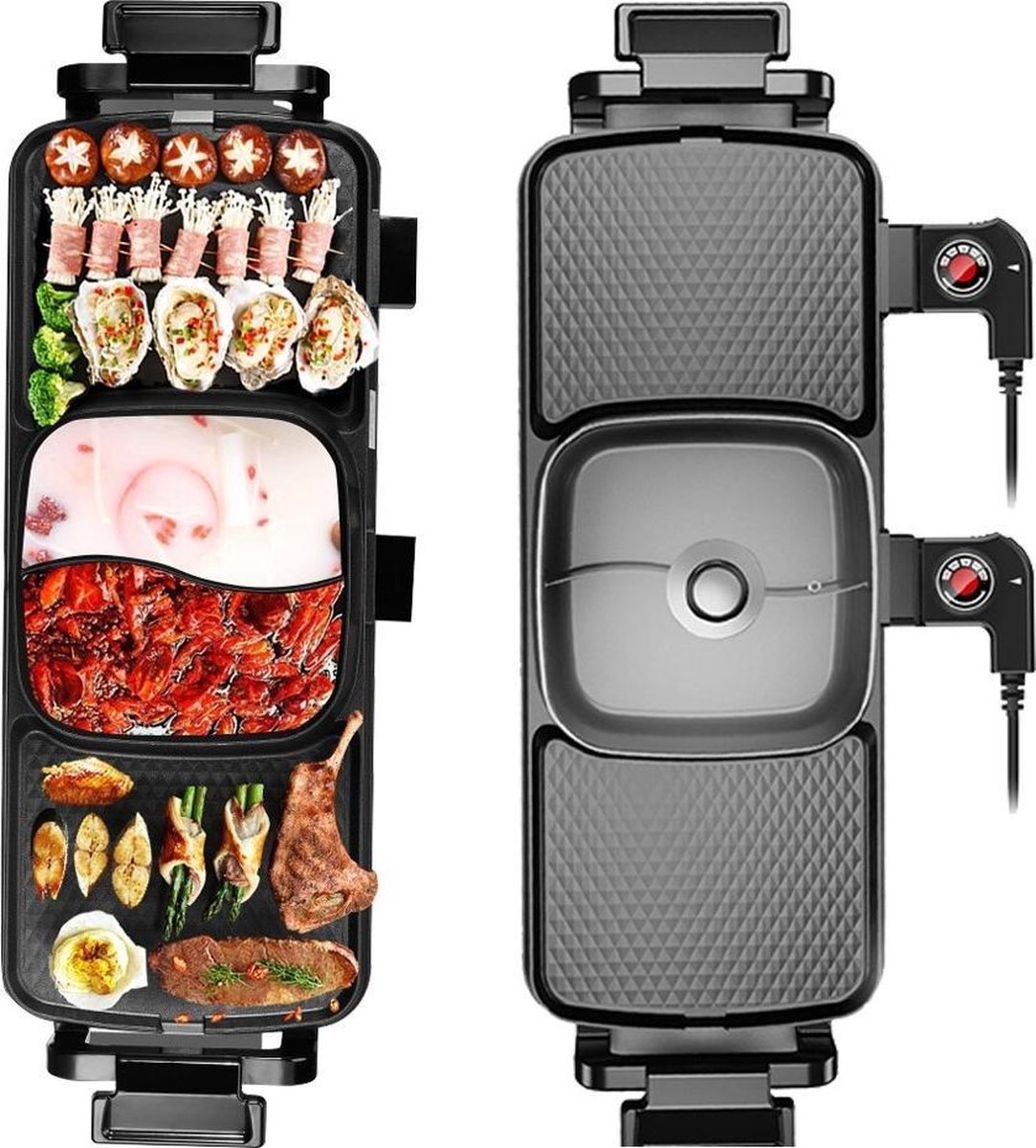 Life-is-Licious Hot-Pot & Grill -  Funcooking - Bakplaat - Hot Pot - Gourmetten -Sukiyaki -  Gourmetstel - Grill plaat -Korean BBQ -TomYang BBQ - Chinese fondue -  Shabu Shabu - Bouillon - Fondue 1- 12 personen - AntI aanbaklaag