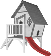 AXI Beach Cabin XL Speelhuis Grijs/wit - Rode Glijbaan