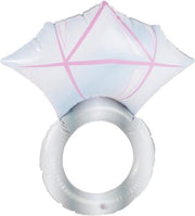 Opblaasbare zilveren diamanten ring 50 cm feestdecoratie - Opblaasbare decoraties huwelijk/bruiloft/vrijgezellenfeest