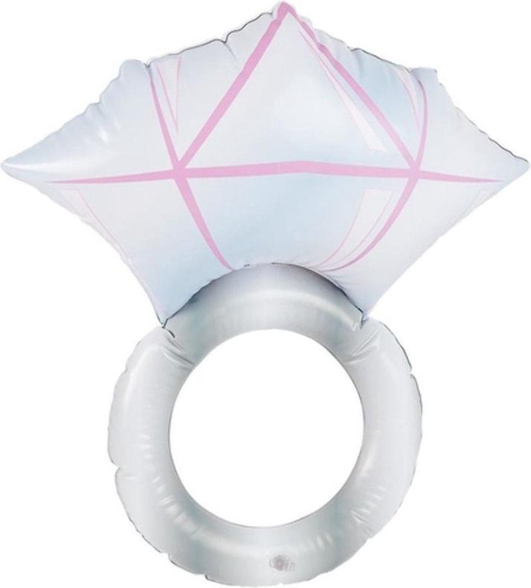 Opblaasbare zilveren diamanten ring 50 cm feestdecoratie - Opblaasbare decoraties huwelijk/bruiloft/vrijgezellenfeest