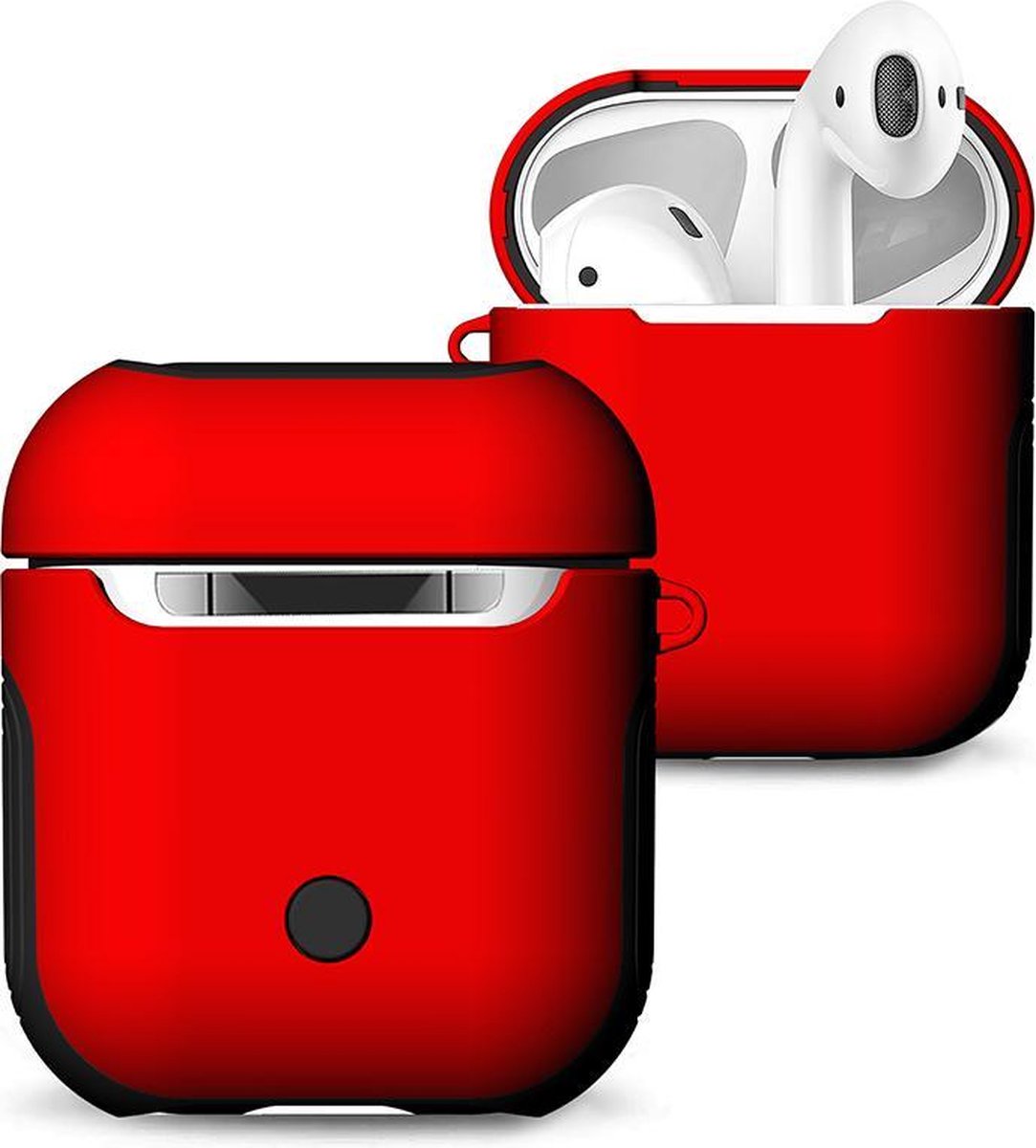 Hybride Silicone Case Cover Hoesje voor Apple Airpods - KELERINO. - Rood