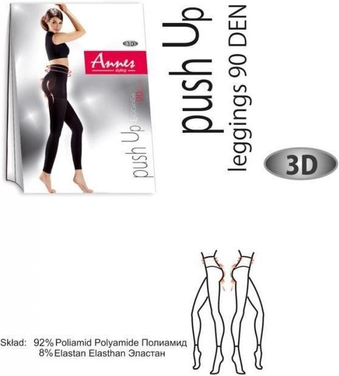 Annes- Push Up Leggings - zwart- 90 den S