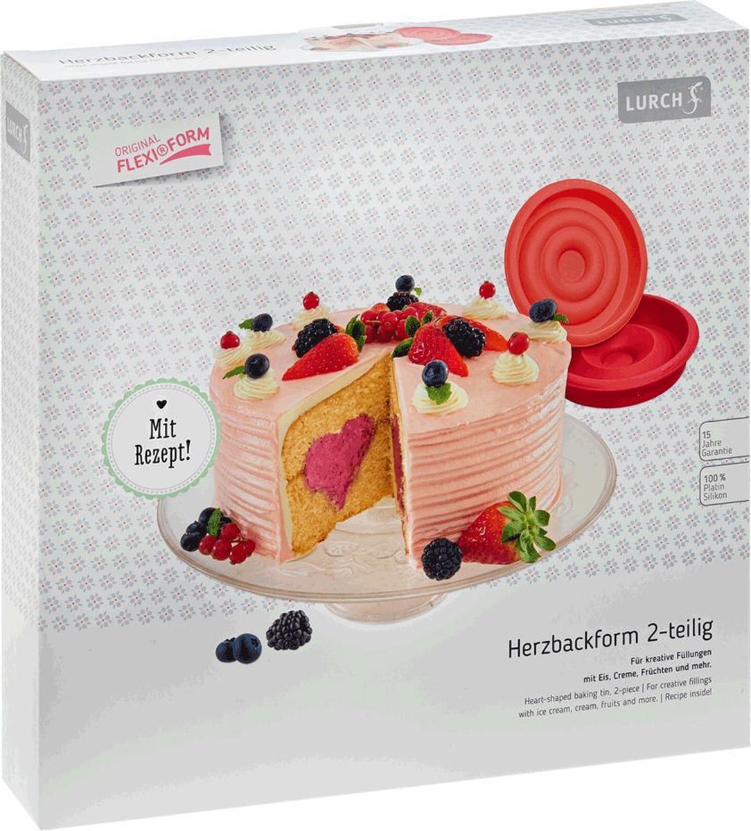 Rood Flexiform Bakvorm Rond 2-delig - hart midden