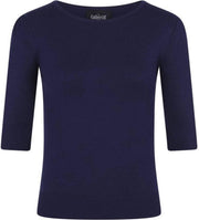 Collectif Chrissie Knitted 50's Top Navy Maat 2XL