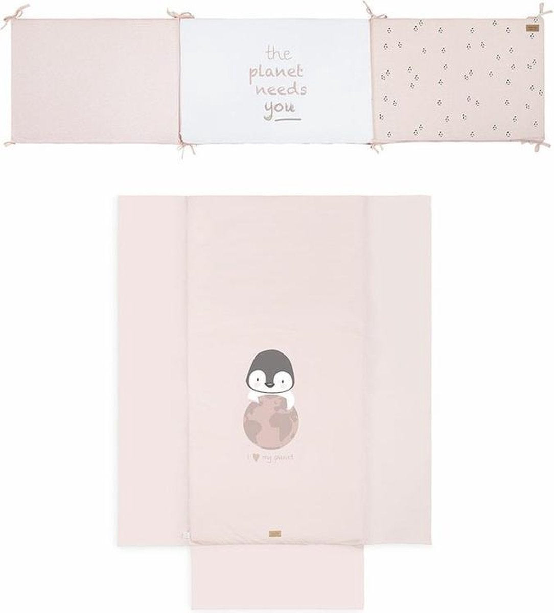 Bonjourbébé - Baby Bedset en lakentje Pinguin Roze - 120 x 60 cm