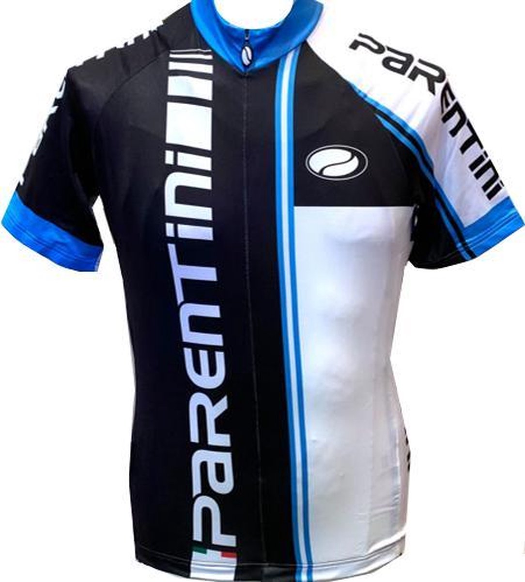 Parentini Wielertrui Zwart/Wit/Blauw - Maat XL