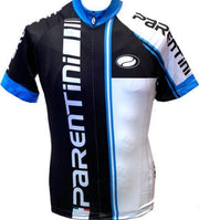 Parentini Wielertrui Zwart/Wit/Blauw - Maat XL