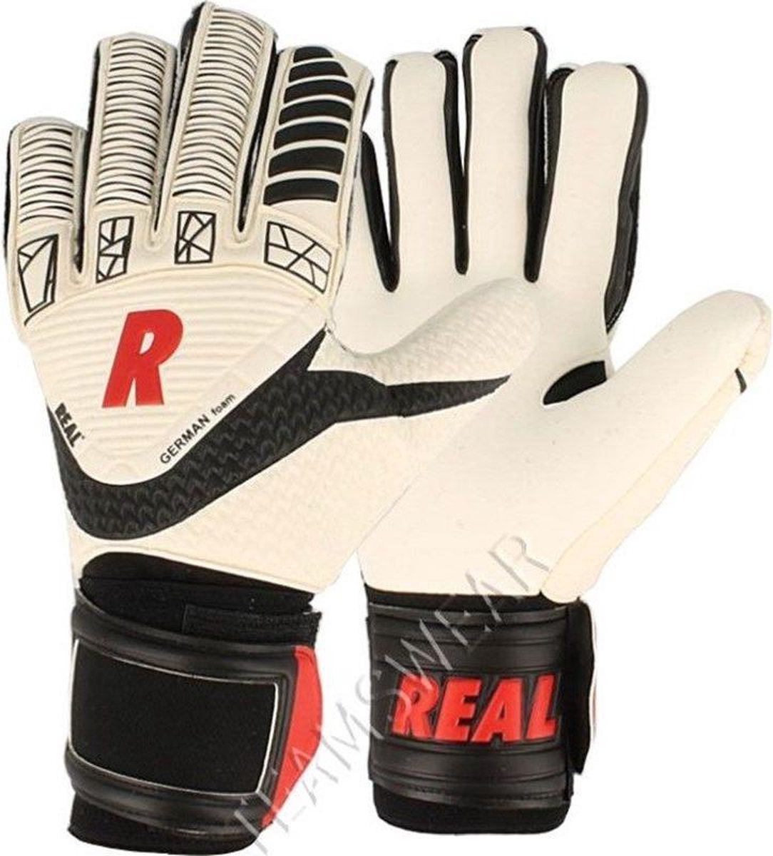 Real Power Keepershandschoenen Heren - Wit / Zwart / Rood | Maat: 10