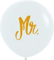 Witte ballon opdruk Mr 60cm 3 stuks