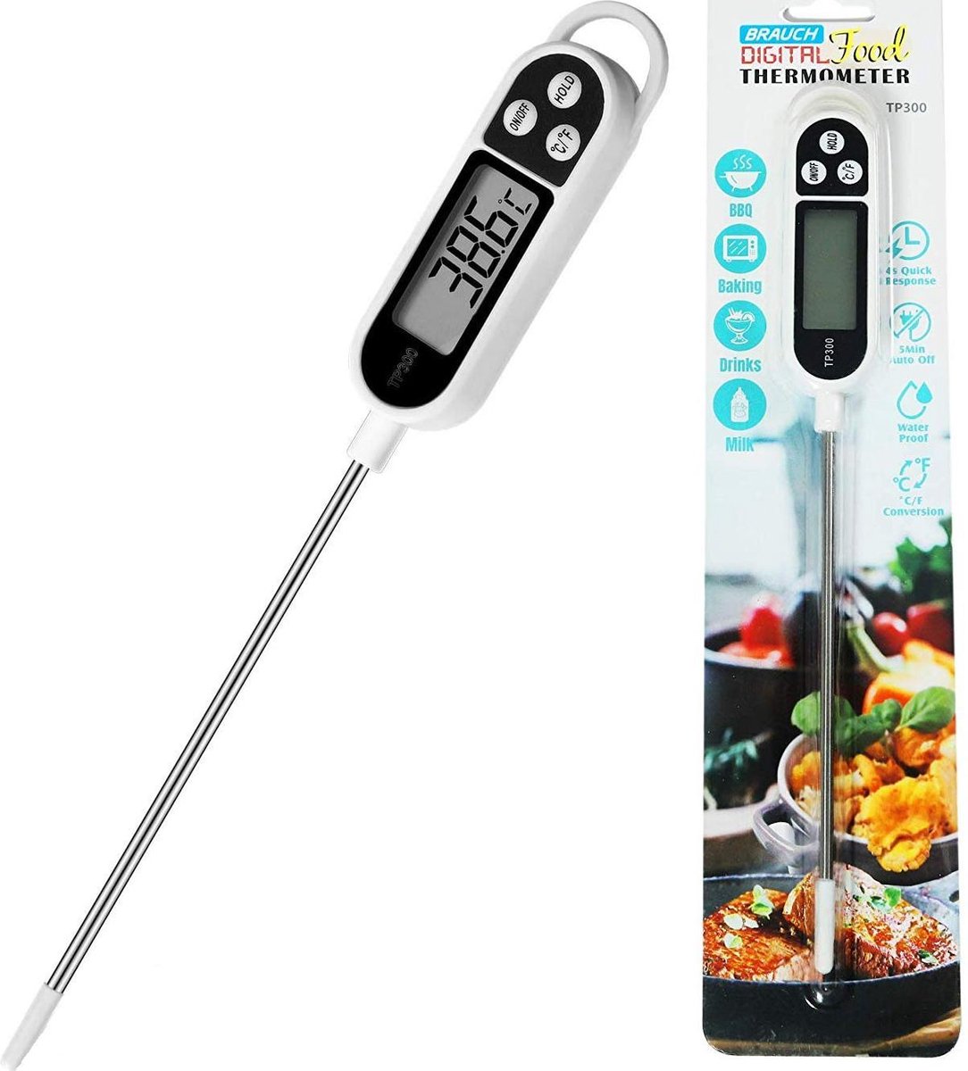 Brauch - Keukenthermometer - Metaal - Digitaal - LCD Display