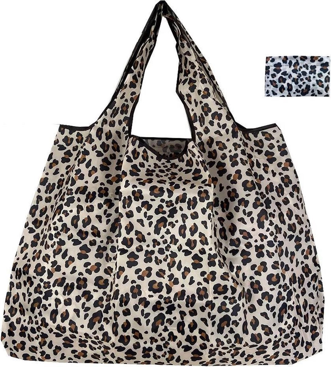 Fliex - boodschappentas - panterprint - opvouwbaar - bedrukte tote bag