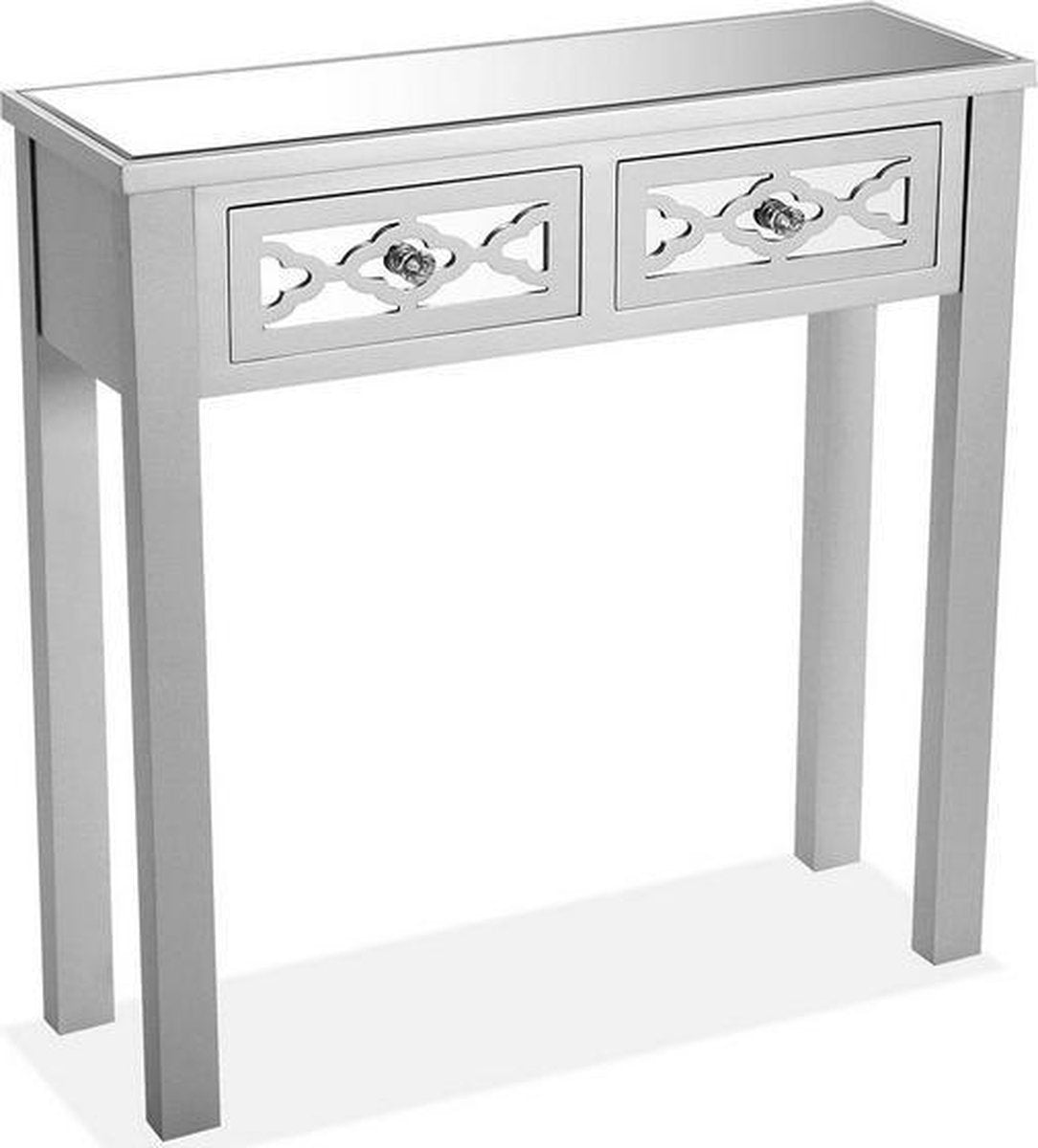 Zijtafel met 2 lades Versa Silke Spiegel Hout MDF/Sparrenhout (25 x 78 x 78 cm)