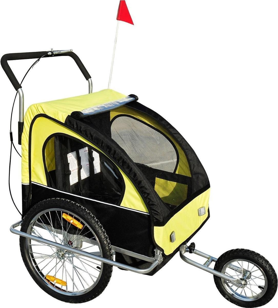 HOMdotCOM Fietskar Jogger 2-in-1 geel/zwart
