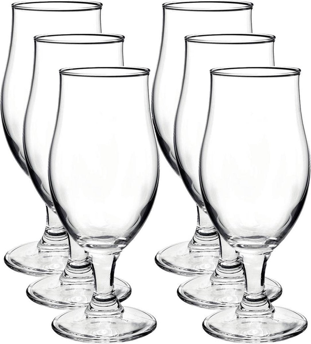 6x Speciaal bierglazen/tulpglazen transparant 375 ml Executive - Bierglas