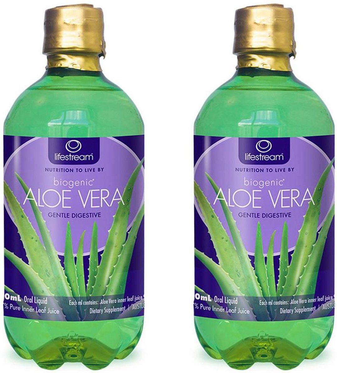 Lifestream Biogenic Aloë Vera Sap – Organically Grown - 99.7% Puur- Voordeelset 2X 500 ml.