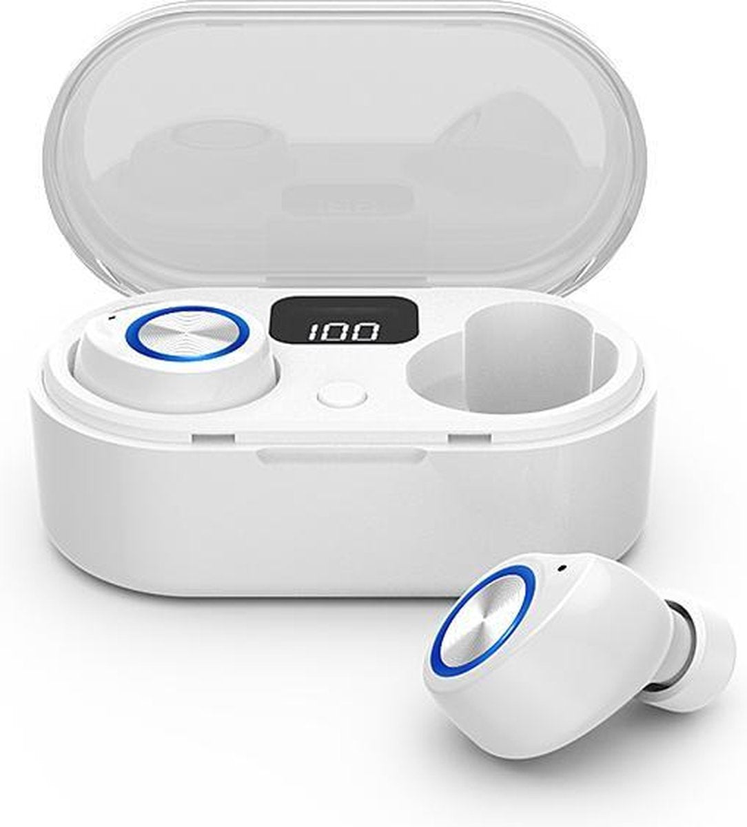 Adge - Volledig Draadloze Oordopjes Met Oplaadcase - Wit  - Draadloze oordopjes - Bluetooth oortjes - Geschikt voor alle bluetooth apparaten - draadloos opladen - Apple iPhone en Android - X100