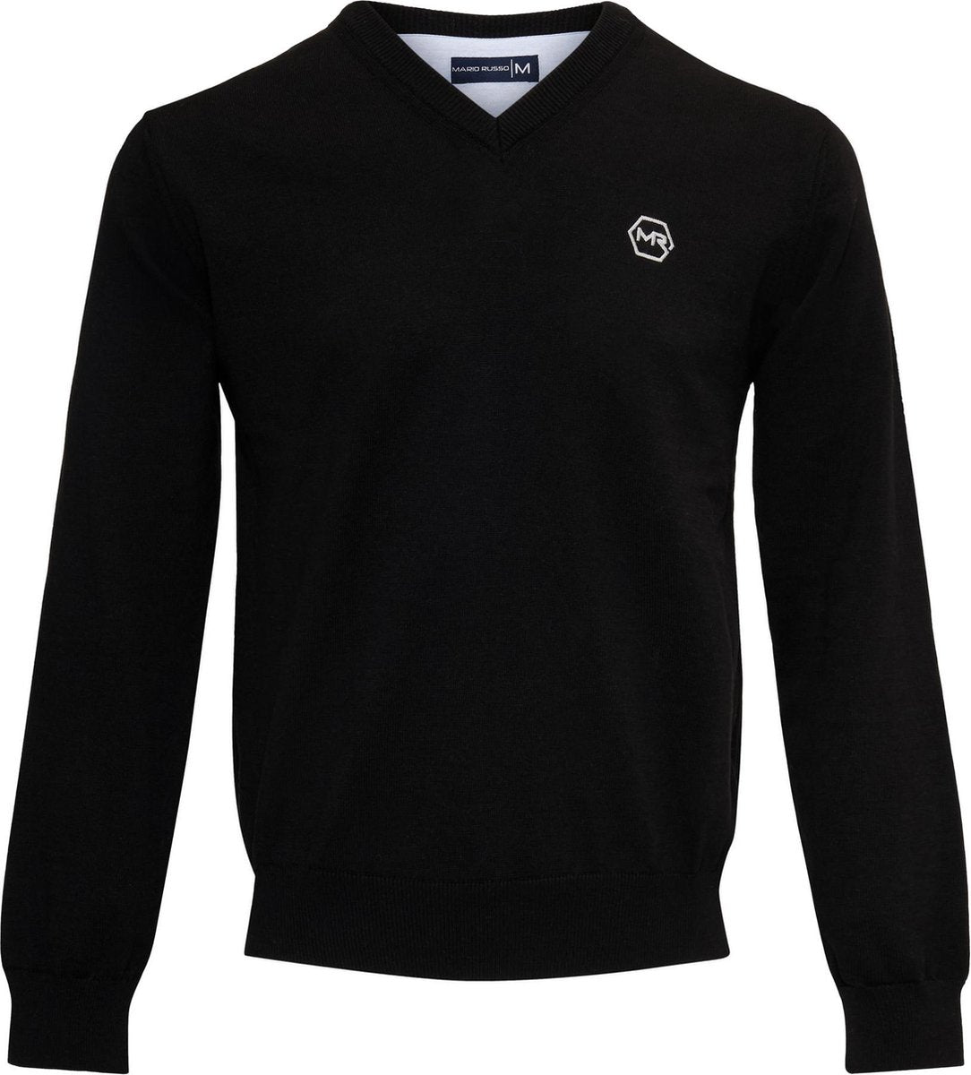 Mario Russo Pullover - Zwart - Maat L - Italiaanse Schnitt  - 85% Katoen Pullover