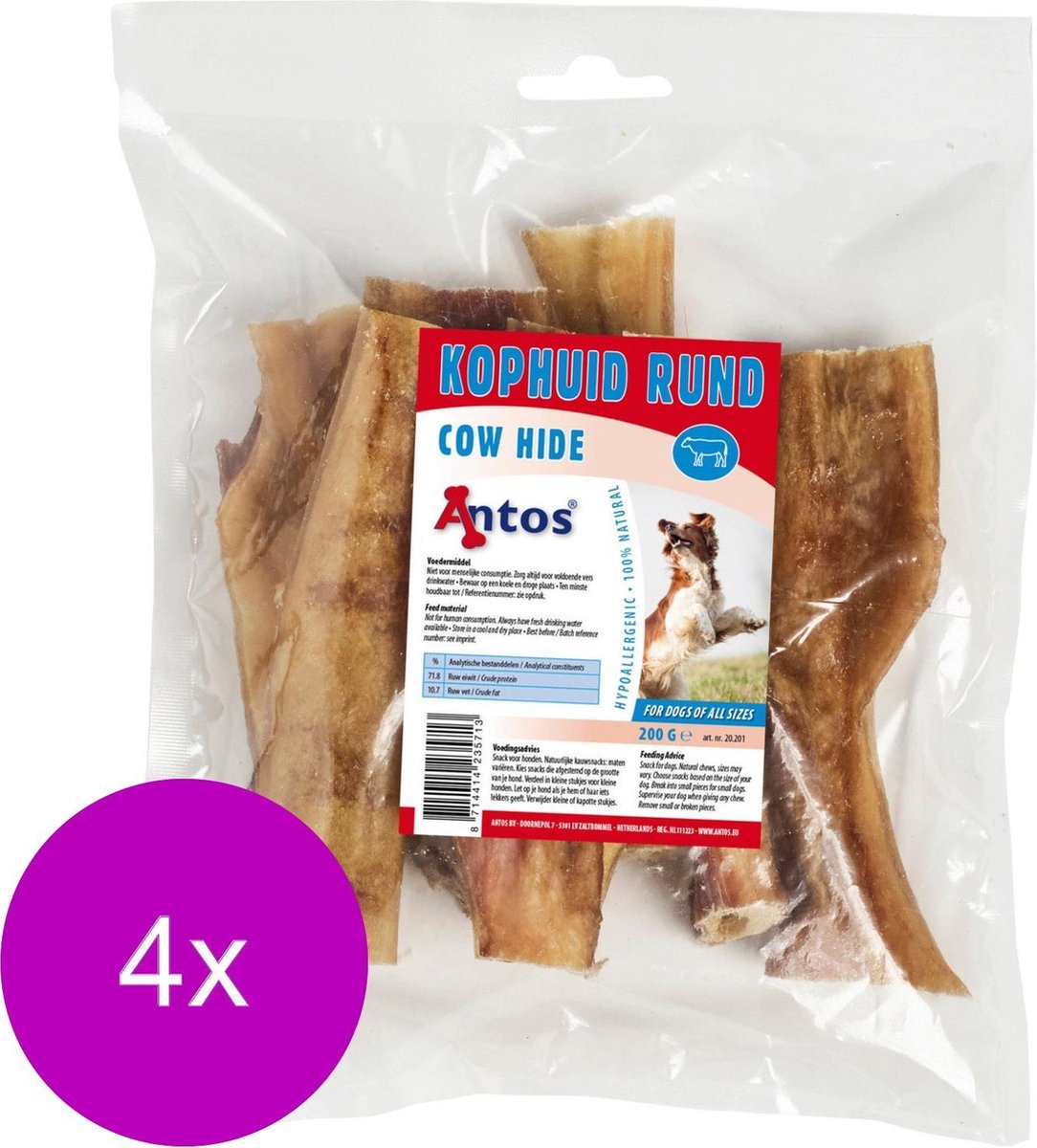 Antos Kophuid Rund - Hondensnacks - 4 x Rund 200 g