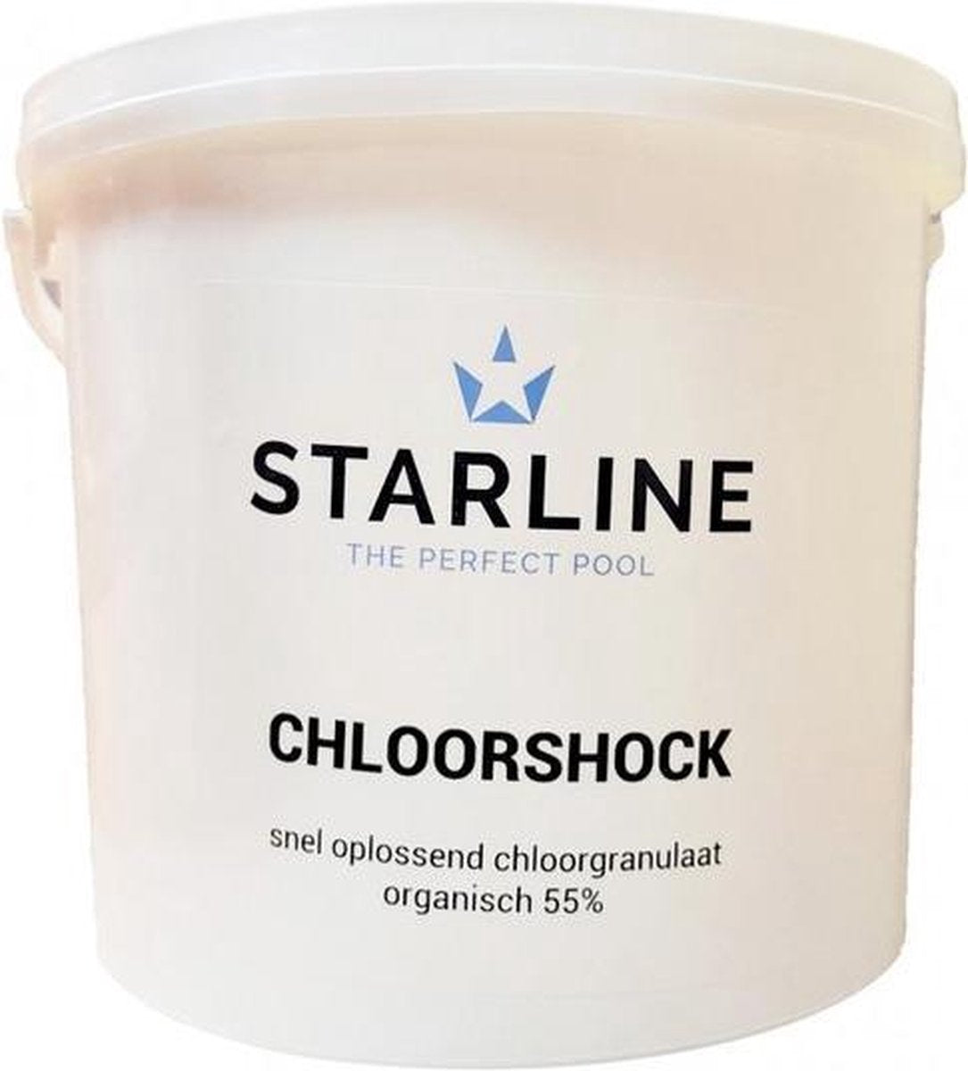 STARLINE Snelwerkend Premium chloor - 5 kg - doodt bacteriën en algen - granulaat -Chloor shock choc 55%
