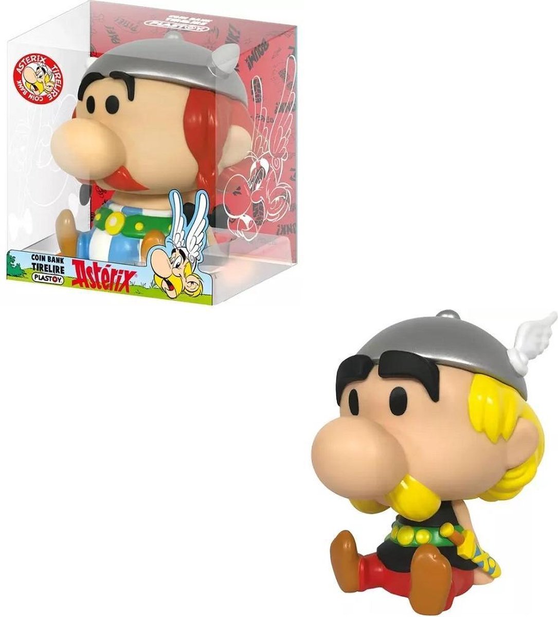 2 Asterix en Obelix spaarpotjes Plastoy (Ca 12 cm)