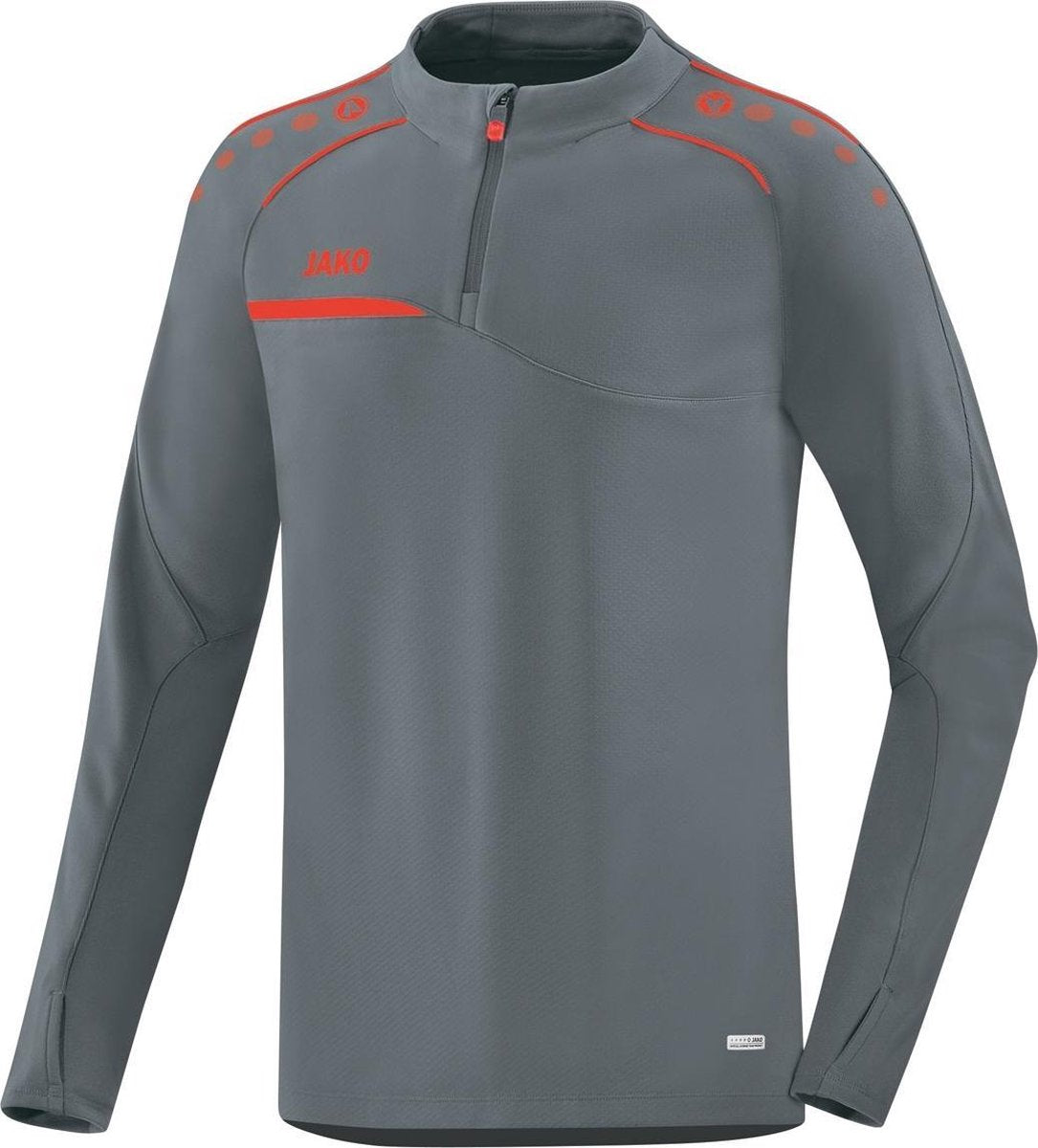 Jako Ziptop Prestige Steengrijs-Flame Maat 2XS