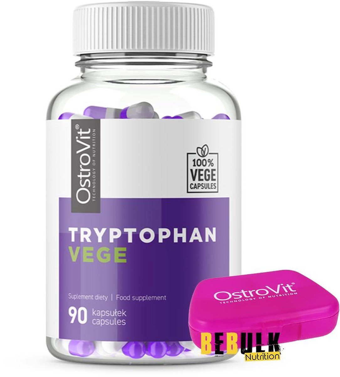 Aminozuren - Tryptophan Vegan 90 Capsules OstroVit -  + GRATIS Pill Box