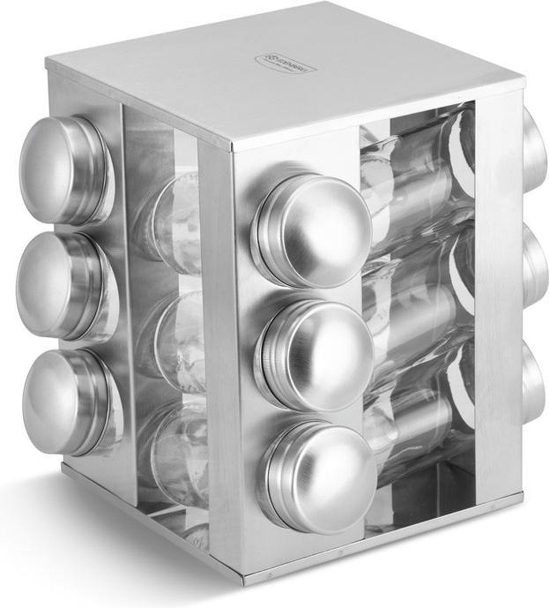 Edënbërg Classic Line -  Kruidenpotjes met Houder RVS - 12 potjes + rek