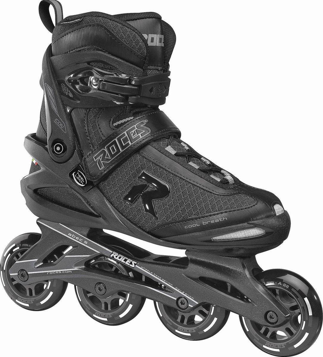 Roces Icon 80 Skeelers / Inline Skates - Zwart - Volwassenen - Maat 38
