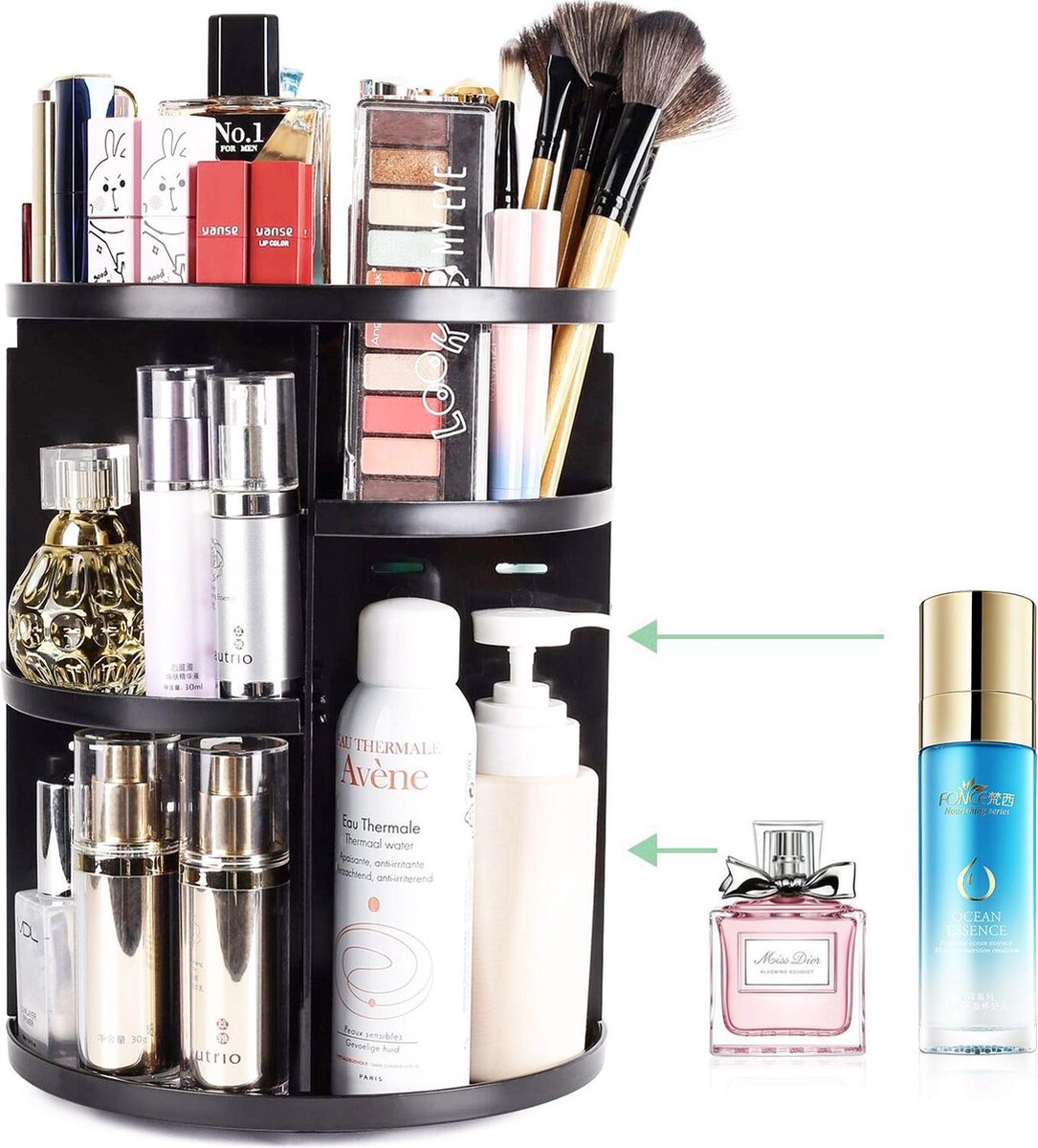 Lifest 360° Makeup Organizer Carrousel - Meerdere Lagen - Zwart