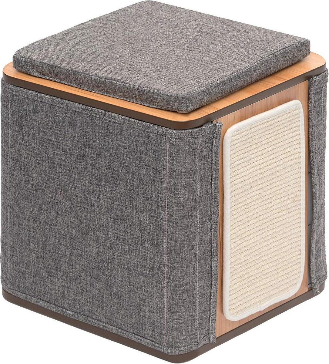 Rexa® Kattenhuis met krabpaal | Katten huis lounge met krab | Kattenkrabpaal Krabpaal Voor Katten | Kat Paal met afneembare zijbekleding | Gemakkelijk te reiningen