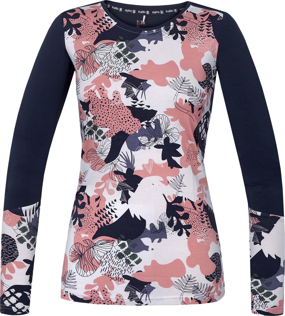 Rafiki T-shirt Sephira Dames Viscose Wit/roze/blauw Maat 40