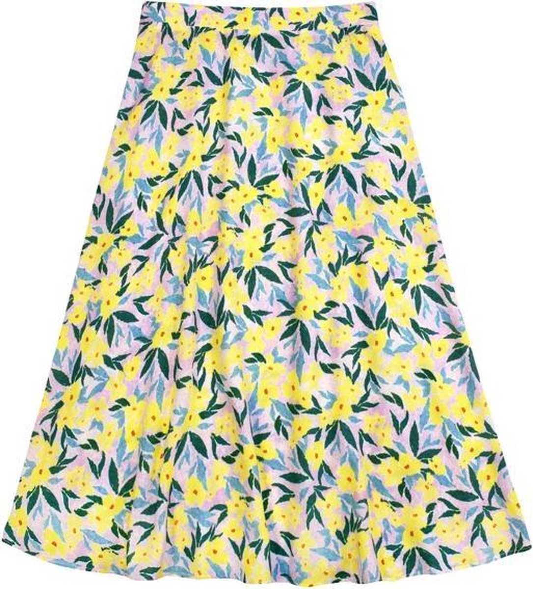 HEBE - rok - bloemenprint - geel - Maat 146/152