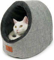 Kattenmand in Iglo stijl grijs | Comfortabele kattenmand van zacht materiaal | Ook geschikt als hondenmand | Slaapplek voor katten en honden | Makkelijk schoon te maken en geschikt voor wasmachine | Kattenhuis